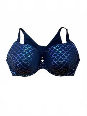Torrid XO Boost Plunge Bra 44DDD Mermaid Iridescent Black